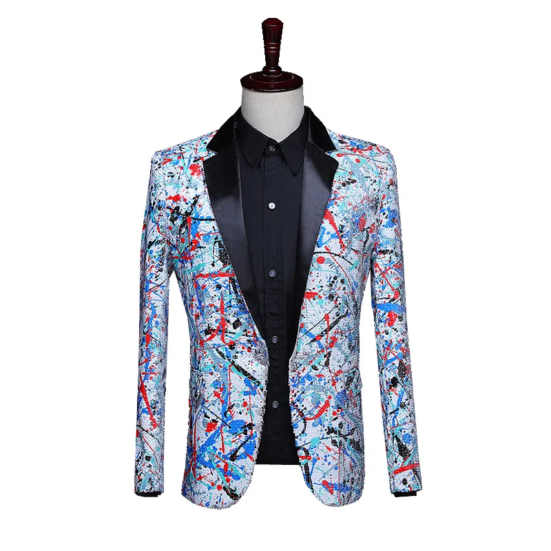Fashion Clothes 2019 Casual Print Coat Blazer Men Glitter Slim Fit Dress Black Red Mens Blazers Suits Stage Costumes For Singers
Fashion Clothes 2019 Casual Print Coat Blazer Men Glitter Slim Fit Dress Black Red Mens Blazers Suits Stage Costumes For Singers