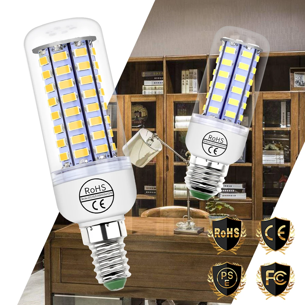 220 В светодио дный лампа E14 Кукуруза E27 SMD 5730 Bombillas 24 36 48 56 69 72 s свечи свет для дома