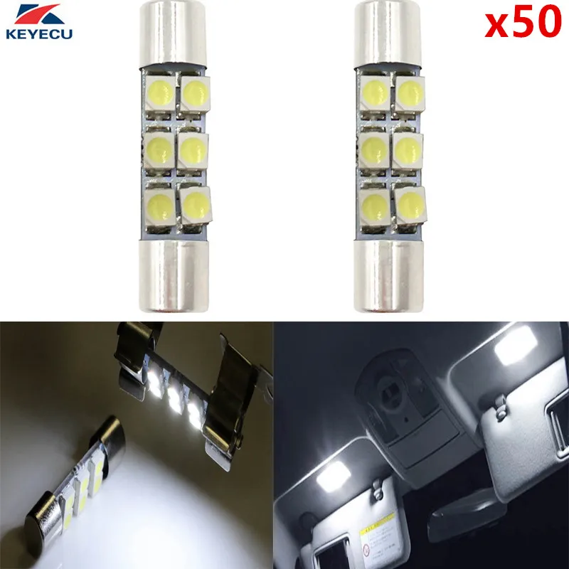 KEYECU 50 шт. белые 6-SMD 29 мм 3528 Светодиодный Сменные лампы для автомобиля солнцезащитный козырек раскладные лампы для зеркала тщеславия внутрен...
KEYECU 50 шт. белые 6-SMD 29 мм 3528 Светодиодный Сменные лампы для автомобиля солнцезащитный козырек раскладные лампы для зеркала тщеславия внутрен...