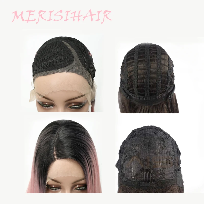 Парики из синтетических волос MERISI парик с фронтальным кружевом Длинные прямые
