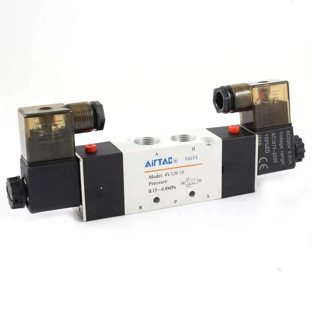 4V320-10 DC 12V 24V 110V 220V 3/8" BSPT 2 Position 5 Ways Pneumatic Solenoid Valve
4V320-10 DC 12V 24V 110V 220V 3/8" BSPT 2 Position 5 Ways Pneumatic Solenoid Valve
