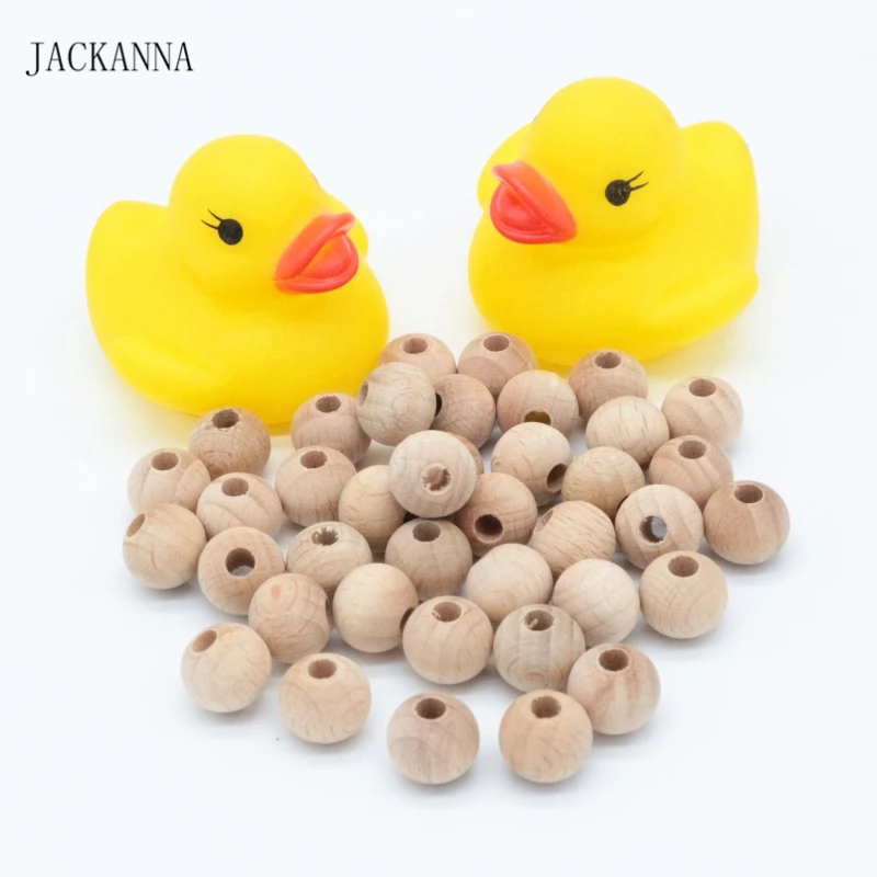 Бусины-прорезыватели JACKANNA из гладкого Букового дерева 12 мм 100 шт. | Мать и ребенок