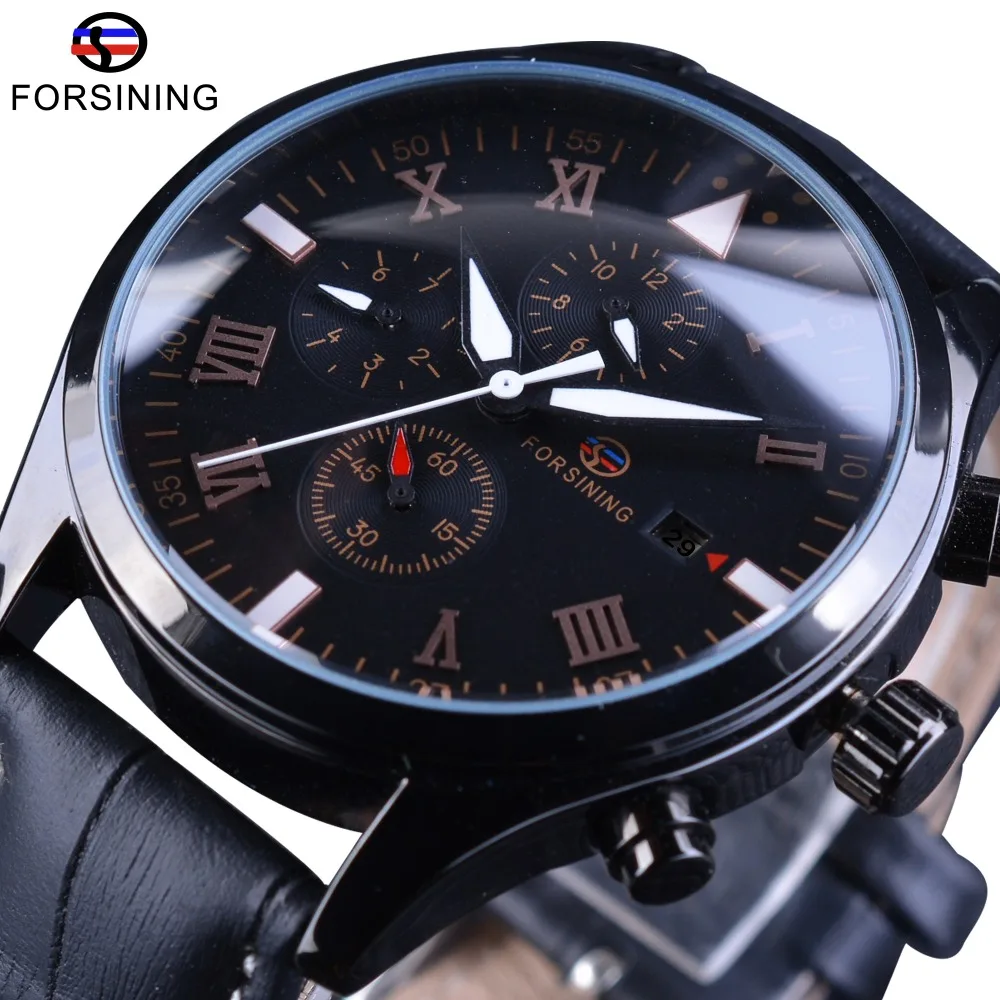 Часы наручные Forsining мужские с календарем, автоматические брендовые Роскошные в стиле милитари, из натуральной кожи, черные, 2017 
Часы наручные Forsining мужские с календарем, автоматические брендовые Роскошные в стиле милитари, из натуральной кожи, черные, 2017