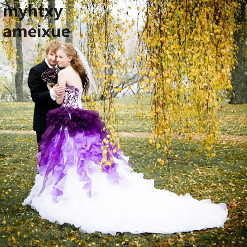 Sexy Gothic Purple Wedding Dresses 2020 Robe De Mariee Ruffles New Bride Dress Strapless Organza Wedding Gown Off Shoulder
Sexy Gothic Purple Wedding Dresses 2020 Robe De Mariee Ruffles New Bride Dress Strapless Organza Wedding Gown Off Shoulder