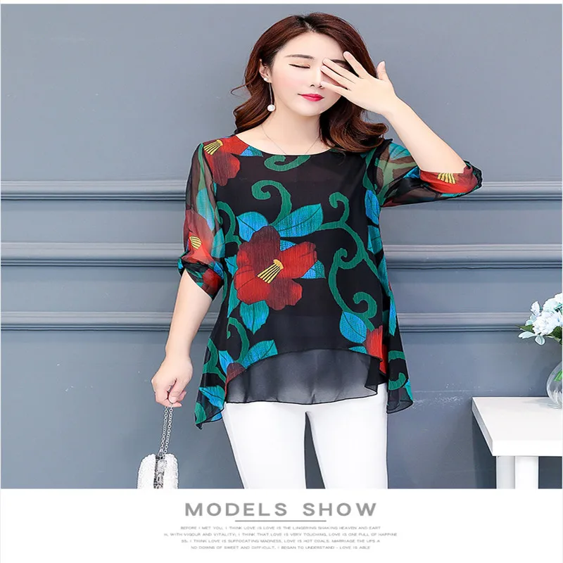 A new summer 2019 chiffon print round-neck half sleeve Cover the belly hin thin fashionable plus-size top
A new summer 2019 chiffon print round-neck half sleeve Cover the belly hin thin fashionable plus-size top