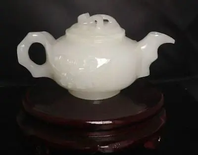 free Shipping Collectible 100% Natural Afghanistan white Jade Hand carved Teapot & Lid Flower
free Shipping Collectible 100% Natural Afghanistan white Jade Hand carved Teapot & Lid Flower