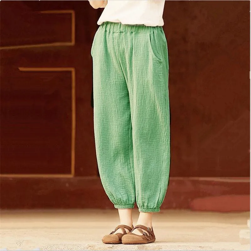 2022 Summer Cotton Ankle-Length Pants Chinese Style Solid Casual Loose Lantern pants Vestido Women Pants -
2022 Summer Cotton Ankle-Length Pants Chinese Style Solid Casual Loose Lantern pants Vestido Women Pants -