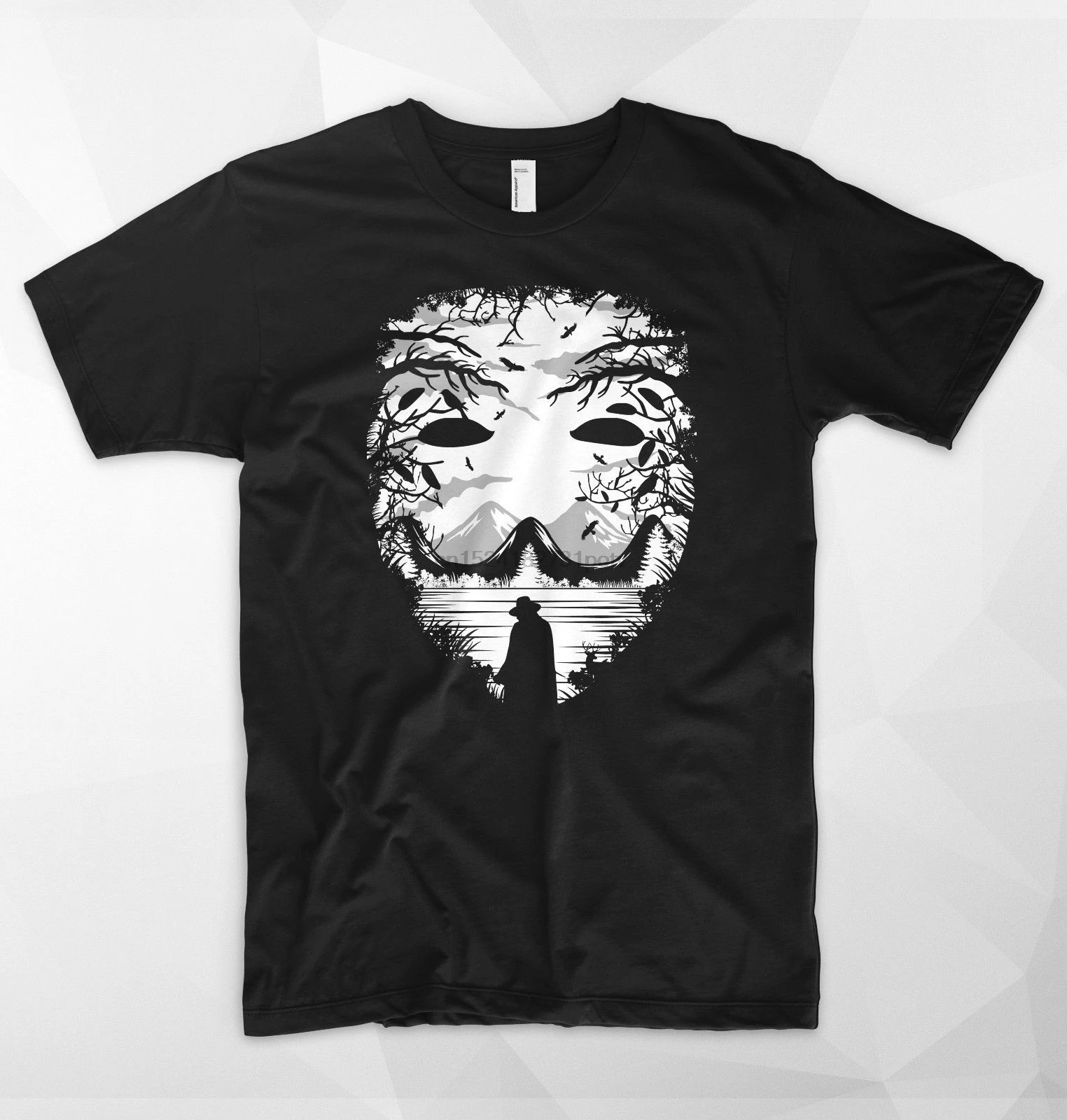 Маска Anonymous Мужская мода футболка V для вендетты Guy Fawkes горы храма природы|Мужские