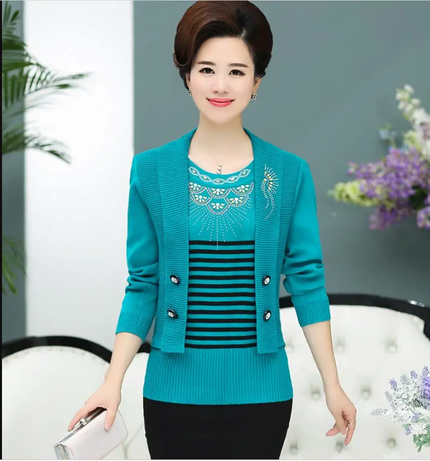 2019 middle-aged two-piece fashion sweater coat new mother dress spring and autumn coat pullover sweater 282019
2019 middle-aged two-piece fashion sweater coat new mother dress spring and autumn coat pullover sweater 282019