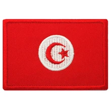 1PCS Full Embroidery Tunisia Flag Patch Backpack Bag Jacket Armband Badge Hook and Loop Double Side 7.5cm * 5 cm