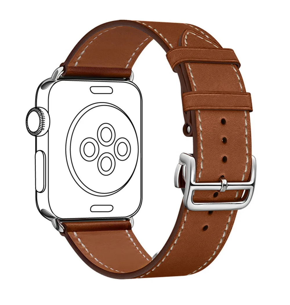 LEONIDAS натуральная кожа одиночный тур с пряжкой для Apple Watch сменный ремешок часов 42
