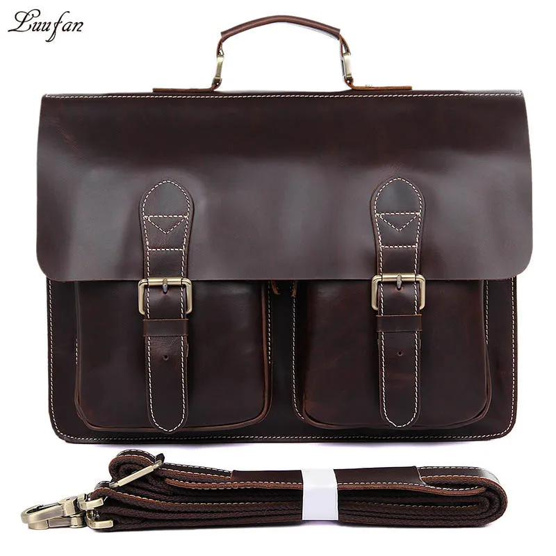 Men's genuine leather briefcase glossy 15" Laptop tote Removable PC sleeve Vintage Big cowhide shoulder bag leather business bag
Men's genuine leather briefcase glossy 15" Laptop tote Removable PC sleeve Vintage Big cowhide shoulder bag leather business bag