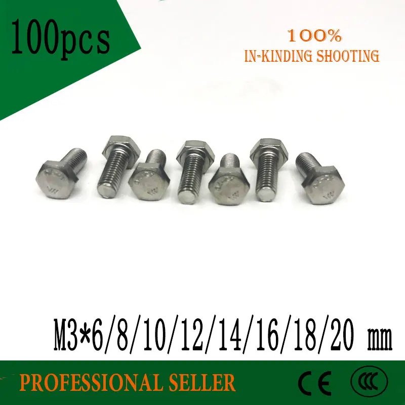M3 *6//10/12/14/16/18/20 mm DIN933 External Hex Hexagon Head Screw Full Threaded 304 Stainless Steel Bolt Machine Screws DIY
M3 *6//10/12/14/16/18/20 mm DIN933 External Hex Hexagon Head Screw Full Threaded 304 Stainless Steel Bolt Machine Screws DIY