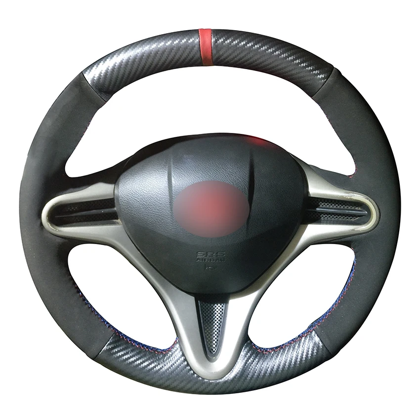 Carbon Fiber Leather Black Suede Red Marker Car Steering Wheel Cover for Honda Civic Civic 8 2006-2009 (3-Spoke)
Carbon Fiber Leather Black Suede Red Marker Car Steering Wheel Cover for Honda Civic Civic 8 2006-2009 (3-Spoke)