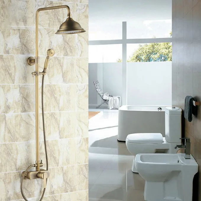 Vintage Retro Antique Brass Single Handle Lever Bathroom 8 Inch Round Rain Shower Faucet Set Mixer Tap Hand Shower mrs171
Vintage Retro Antique Brass Single Handle Lever Bathroom 8 Inch Round Rain Shower Faucet Set Mixer Tap Hand Shower mrs171