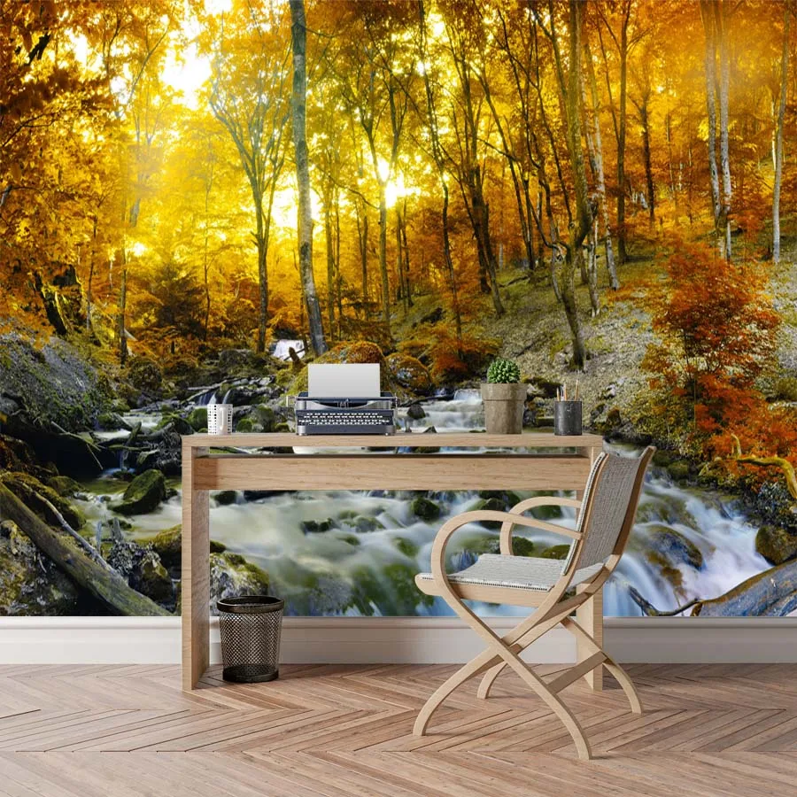 3D настенная бумага ShineHome Nature лес на заказ для заката водопада реки s 3 d гостиной