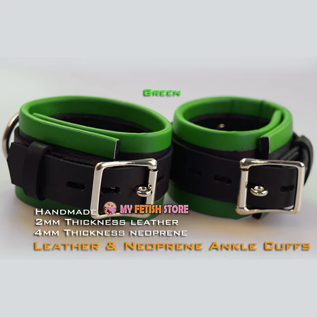 (RD1128)Luxury Customize Handmade 2mm Thickness Leather And 4mm Thickness Neoprene Ankle Cuffs Green Fetish Wear
(RD1128)Luxury Customize Handmade 2mm Thickness Leather And 4mm Thickness Neoprene Ankle Cuffs Green Fetish Wear