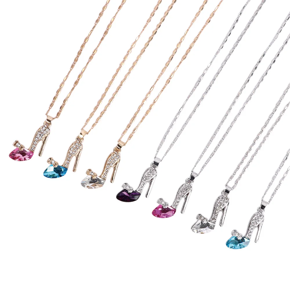 Hot 1PC Cinderella High heel Pendant Women Long Necklace Multicolor Dream Rhinestone Crystal Shoes Romantic Jewelry Accessories | Украшения