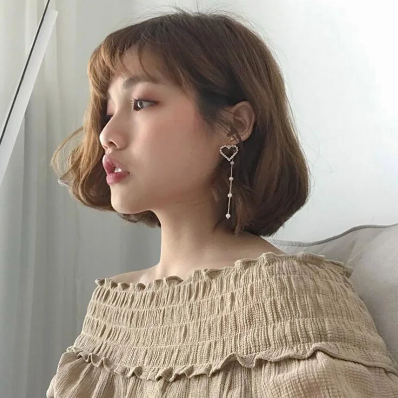 New Arrival Rhinestone Simulated Pearl Asymmetric Tassel Clip on Earrings and Pierced Earrings for Women Popular Heart Earrings
New Arrival Rhinestone Simulated Pearl Asymmetric Tassel Clip on Earrings and Pierced Earrings for Women Popular Heart Earrings