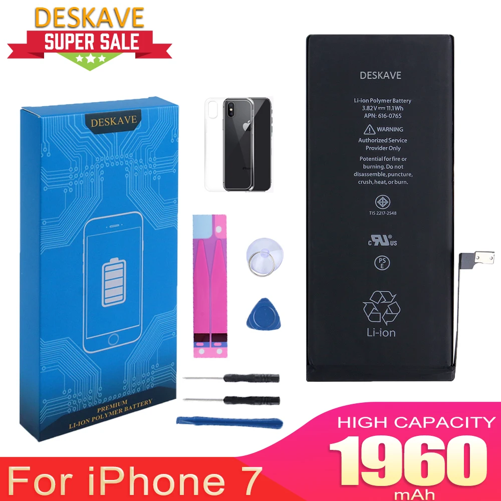 Phone Battery For iPhone 7 7G Replacement Batteries High Full Capacity 1960mAh For iPhone7 Li-ion Battery Sticker Tools
Phone Battery For iPhone 7 7G Replacement Batteries High Full Capacity 1960mAh For iPhone7 Li-ion Battery Sticker Tools
