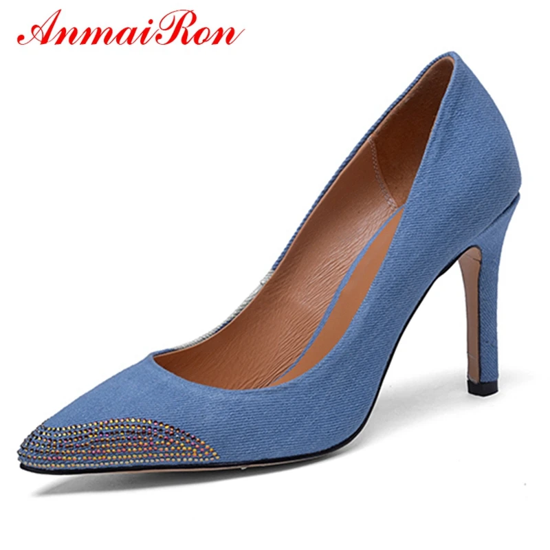 ANMAIRON Basic Super High (8cm-up) Thin Heels Women Shoes Denim Pointed Toe Slip-On Pumps Fashion Size 34-39 LY710
ANMAIRON Basic Super High (8cm-up) Thin Heels Women Shoes Denim Pointed Toe Slip-On Pumps Fashion Size 34-39 LY710