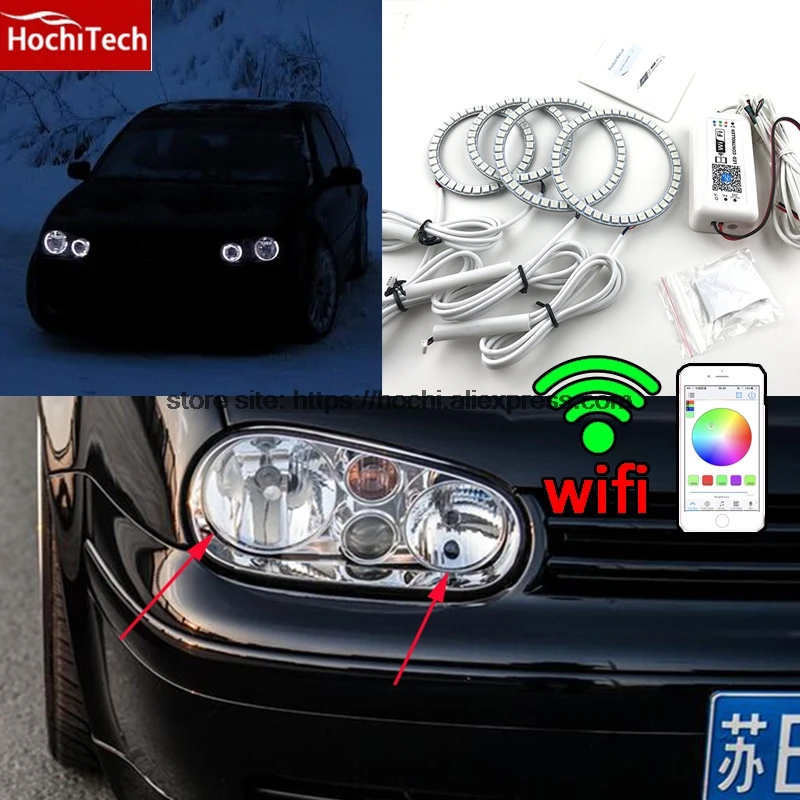 HochiTech отличные разноцветные кольца с гало RGB набор для стайлинга автомобиля Volkswagen