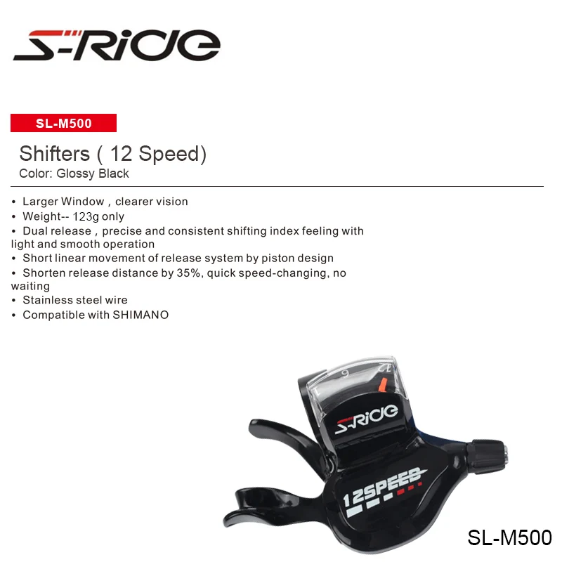 S-Ride Mountain Bike 12 Speed Trigger Shifters Compatible SHIMANO MTB Cycling Bicycle Derailleur Shifter Transmission With Cable
S-Ride Mountain Bike 12 Speed Trigger Shifters Compatible SHIMANO MTB Cycling Bicycle Derailleur Shifter Transmission With Cable