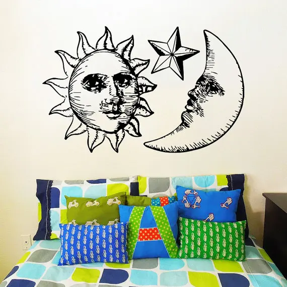 Newest Sun Moon Double With Stars Creative Wall Mural Sunshine And Night Symbol Stars Fashion Style Home Decor Mural D-206
Newest Sun Moon Double With Stars Creative Wall Mural Sunshine And Night Symbol Stars Fashion Style Home Decor Mural D-206