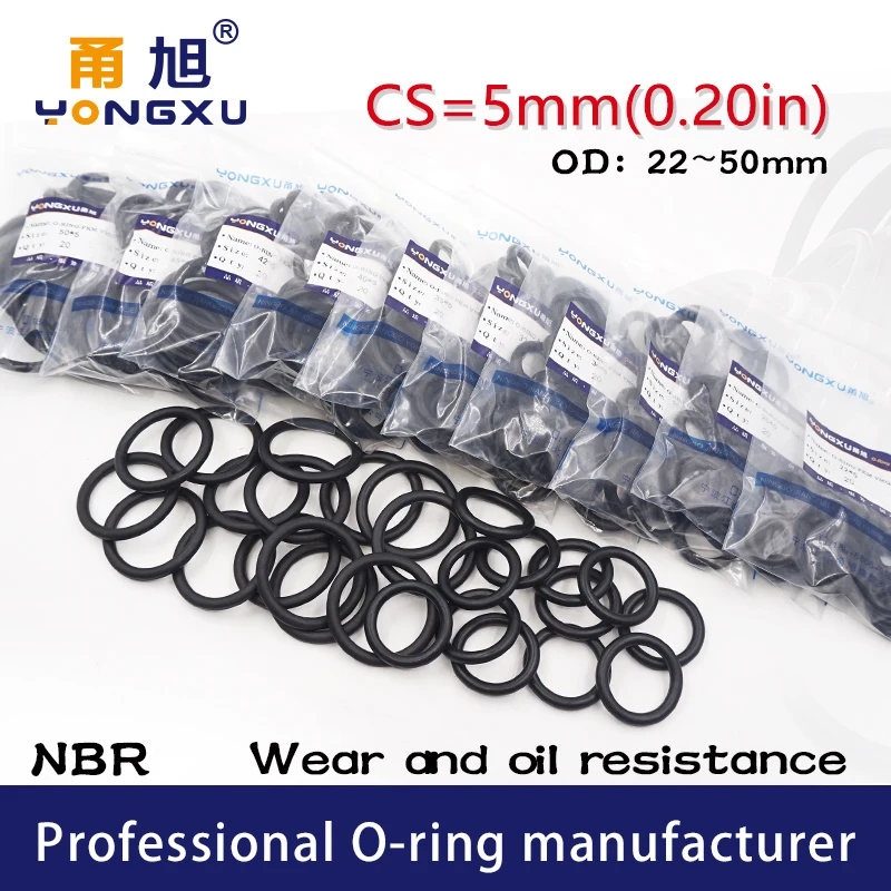 20PCS/Lot Black NBR Sealing O-Ring CS5mm OD22/25/28/30/32/34/35/36/38/40/42/45/48/50*5mm O Ring Seal Rubber Oring Gasket Rings
20PCS/Lot Black NBR Sealing O-Ring CS5mm OD22/25/28/30/32/34/35/36/38/40/42/45/48/50*5mm O Ring Seal Rubber Oring Gasket Rings