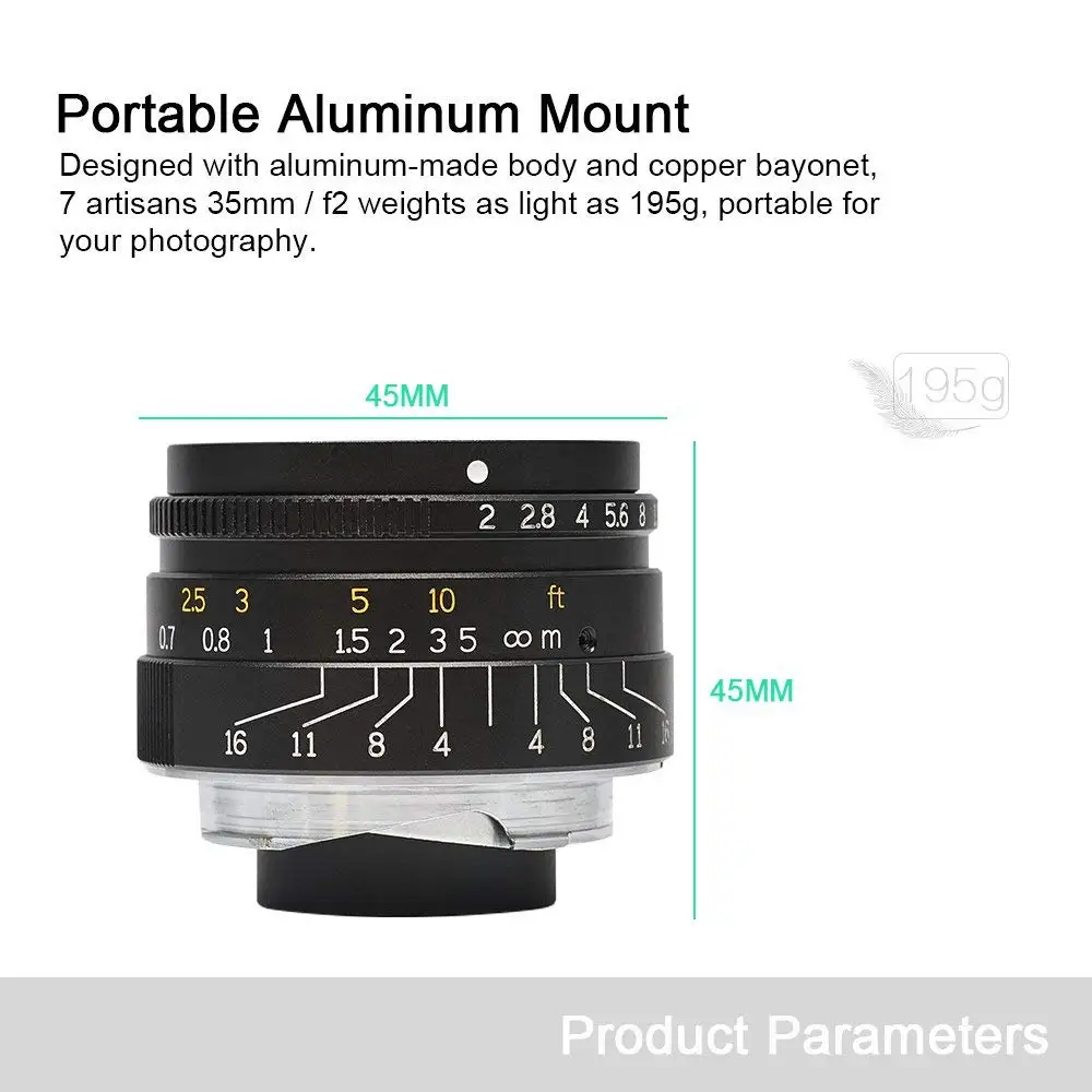 7artisans 35mm F2.0 Manual Prime Lens for Leica M Mount Cameras for Leica M2 M3 M4-2 M5 M6 M7 M8 M9 M10 M4P M9p M240 ME M26 M-M
7artisans 35mm F2.0 Manual Prime Lens for Leica M Mount Cameras for Leica M2 M3 M4-2 M5 M6 M7 M8 M9 M10 M4P M9p M240 ME M26 M-M