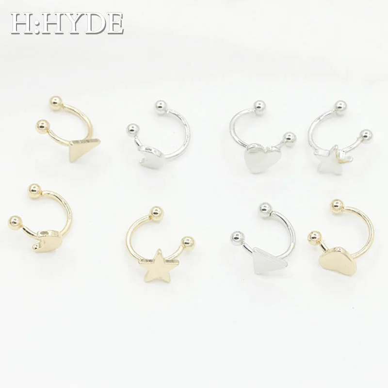 H:HYDE 1PC Small Gold color Copper Moon Star Heart No Pierced Earclips Earrings for Women Brincos Jewelry Bijoux
H:HYDE 1PC Small Gold color Copper Moon Star Heart No Pierced Earclips Earrings for Women Brincos Jewelry Bijoux