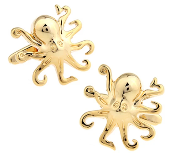 Мужские модные запонки iGame золотистые в виде осьминога из латуни 3 цвета