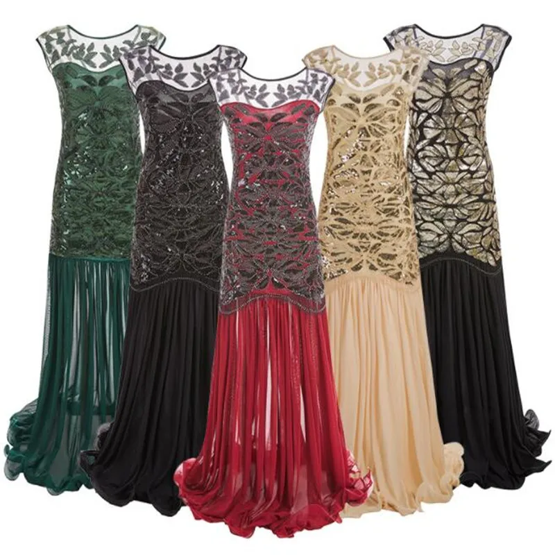 Women's 1920s Black Sequin Gatsby Maxi Long Evening Prom Dress Vintage V Neck Sleeveless Party Flapper Dress
Women's 1920s Black Sequin Gatsby Maxi Long Evening Prom Dress Vintage V Neck Sleeveless Party Flapper Dress