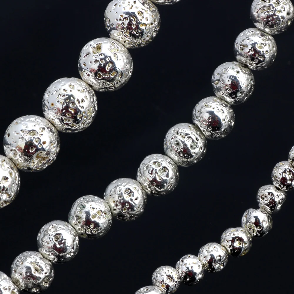 Olingart Natural Volcanic Rock Stone silver plated Round Beads 4MM 80pcs/6MM 60pcs/8MM 35pcs DIY Necklace Jewelry Making
Olingart Natural Volcanic Rock Stone silver plated Round Beads 4MM 80pcs/6MM 60pcs/8MM 35pcs DIY Necklace Jewelry Making