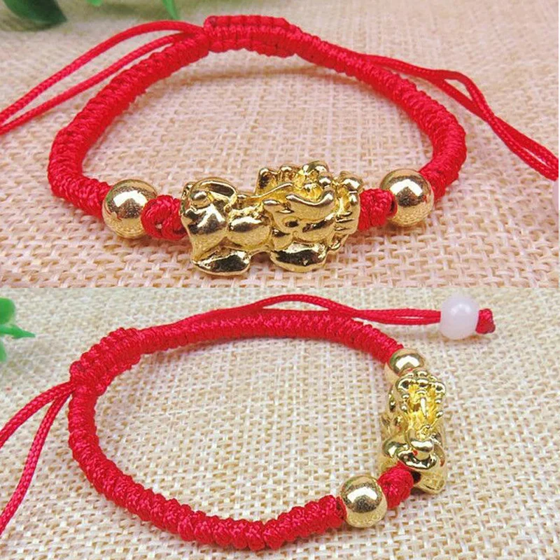 Chinese Feng Shui Lucky Red Rope Bracelets Pixiu Gold Color Tibetan Buddhist Knots Adjustable Charm Bracelet For Men Women
Chinese Feng Shui Lucky Red Rope Bracelets Pixiu Gold Color Tibetan Buddhist Knots Adjustable Charm Bracelet For Men Women
