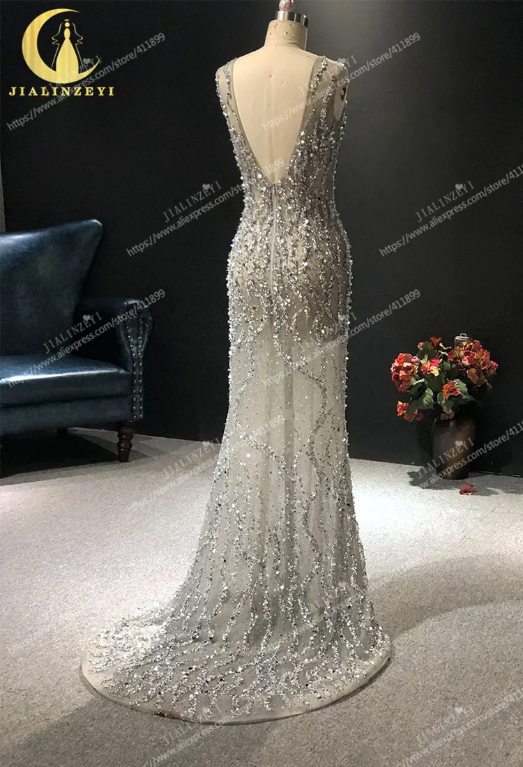 JIALINZEYI Real Picture Crew Beads Crystal Gery Sequins Mermaid Luxurious Dresses Party Evening Dresses
JIALINZEYI Real Picture Crew Beads Crystal Gery Sequins Mermaid Luxurious Dresses Party Evening Dresses