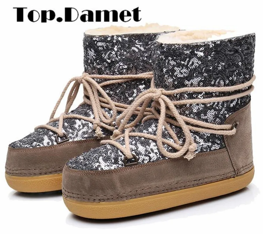 Top. Damet/женские зимние ботинки модная зимняя теплая обувь кожаные однотонные