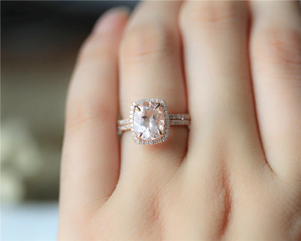 DUPUY VS 7*9mm Oval Cut Morganite Engagement Ring Set Dainty Half Eternity Diamond Wedding Ring Set Solid 14K Rose Gold Ring Set
DUPUY VS 7*9mm Oval Cut Morganite Engagement Ring Set Dainty Half Eternity Diamond Wedding Ring Set Solid 14K Rose Gold Ring Set