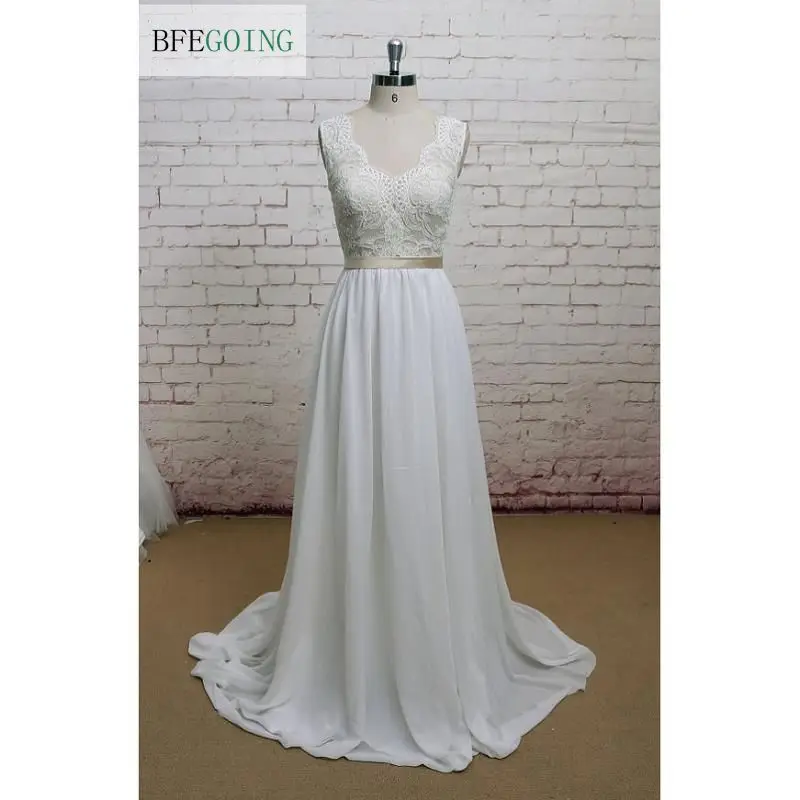 Ivory Chiffon Appliques A-Line Floor-Length Sleeveless Wedding Dress Chapel Train V-Neck Custom Made
Ivory Chiffon Appliques A-Line Floor-Length Sleeveless Wedding Dress Chapel Train V-Neck Custom Made