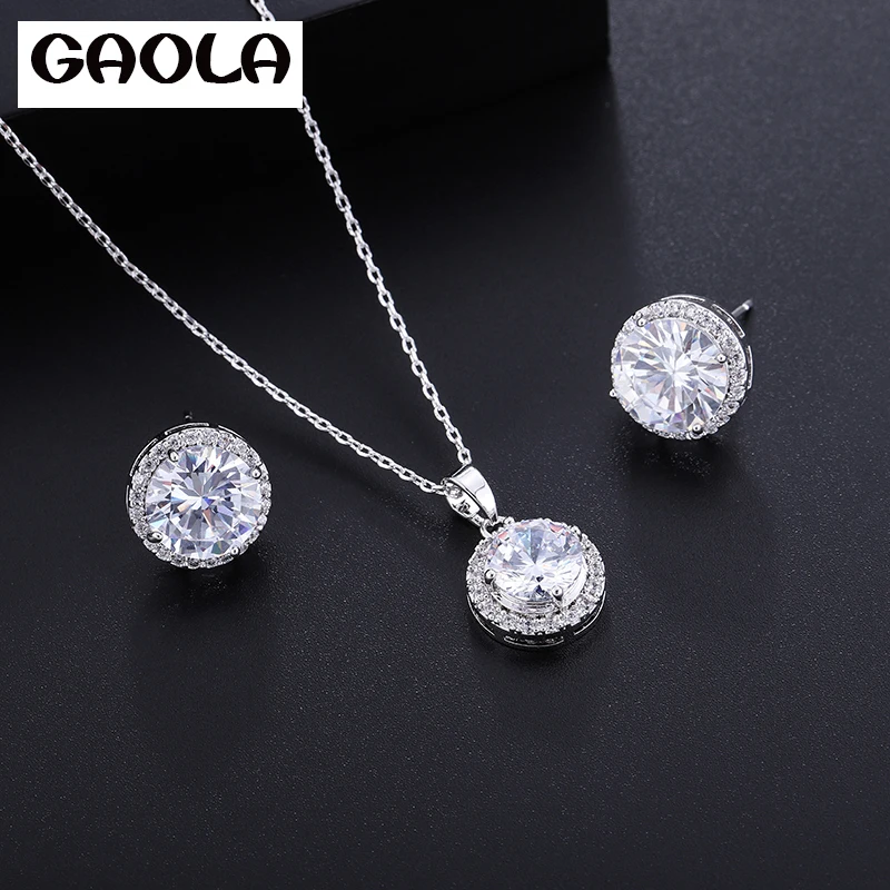 GAOLA Women Jewelry Round Cubic Zirconia Necklace Stud Earring Silver Color Jewelry Set For Wedding Bridal
GAOLA Women Jewelry Round Cubic Zirconia Necklace Stud Earring Silver Color Jewelry Set For Wedding Bridal
