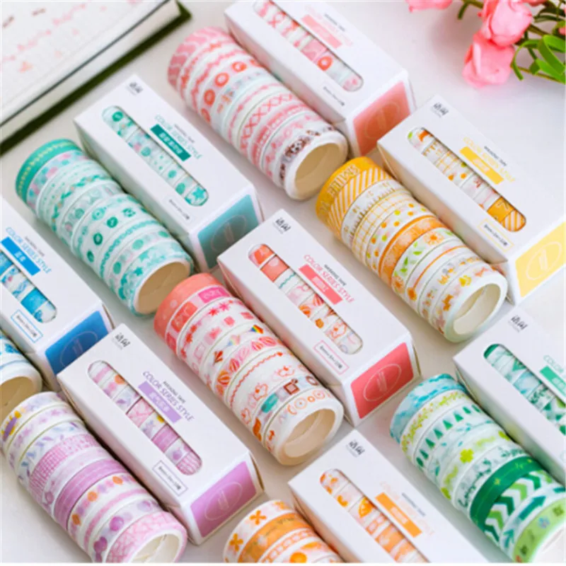 10pcs/lot Leaves Foil Grid Floral Cute Paper Masking Washi Tape Set Japanese Stationery Scrapbooking Supplies
10pcs/lot Leaves Foil Grid Floral Cute Paper Masking Washi Tape Set Japanese Stationery Scrapbooking Supplies