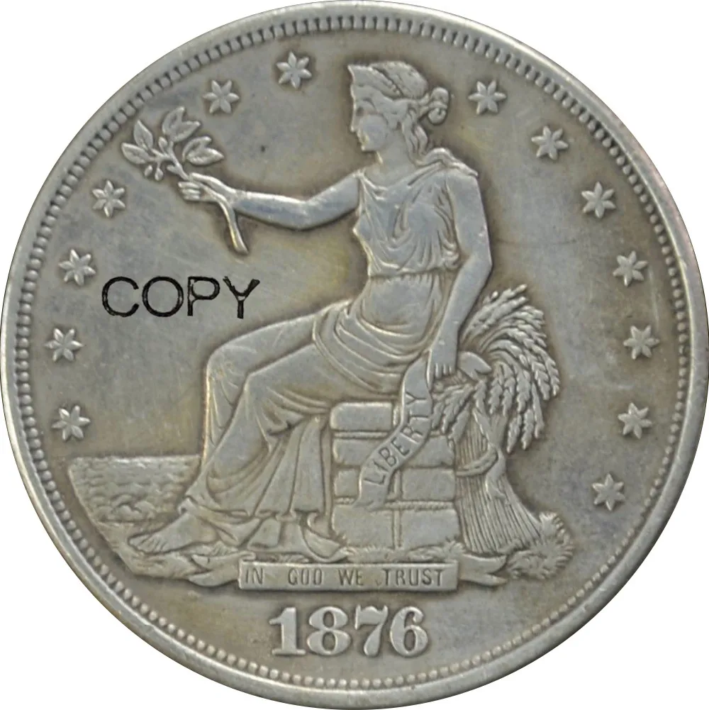 U. S.1876 S Liberty seating One Dollar Trade Dollar латунные посеребренные реплики монет
U. S.1876 S Liberty seating One Dollar Trade Dollar латунные посеребренные реплики монет