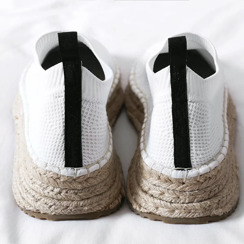 Plus Size 34-41 Women's Stretch Knitting Slip-on Flats Loafers Brand Design Hemp Leisure Comfortable Espadrilles Moccasins Shoes | Обувь