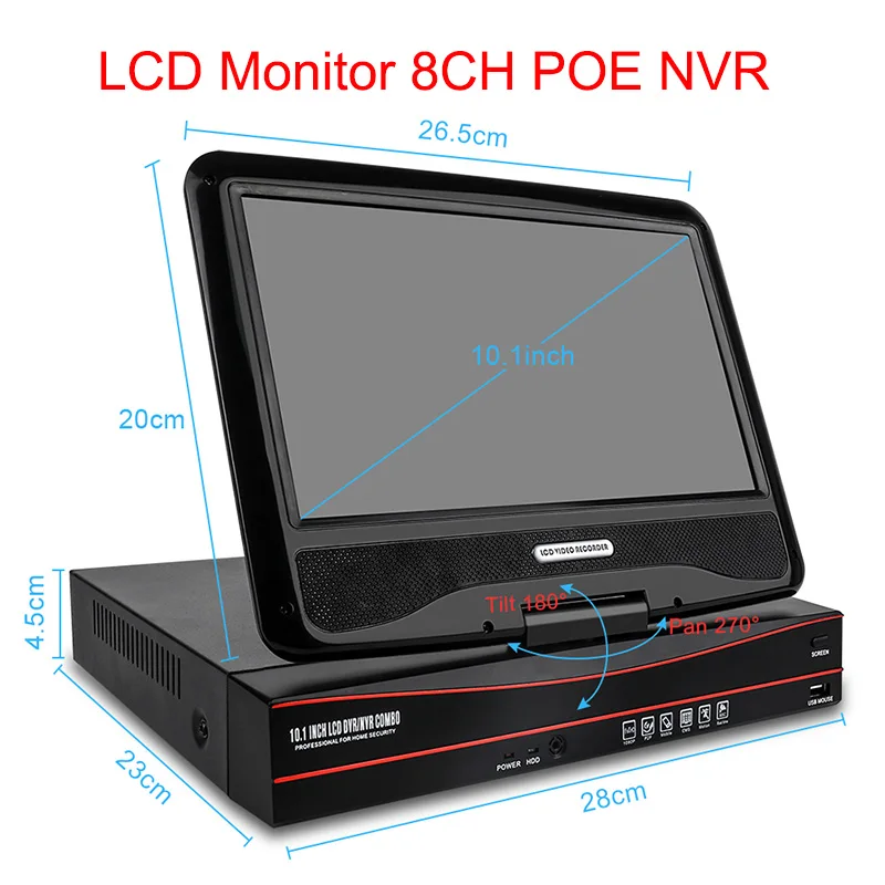Techage 8CH 1080 P POE NVR комплект 10 1 "ЖК-монитор 2.0MP ИК Открытый безопасности IP камеры P2P