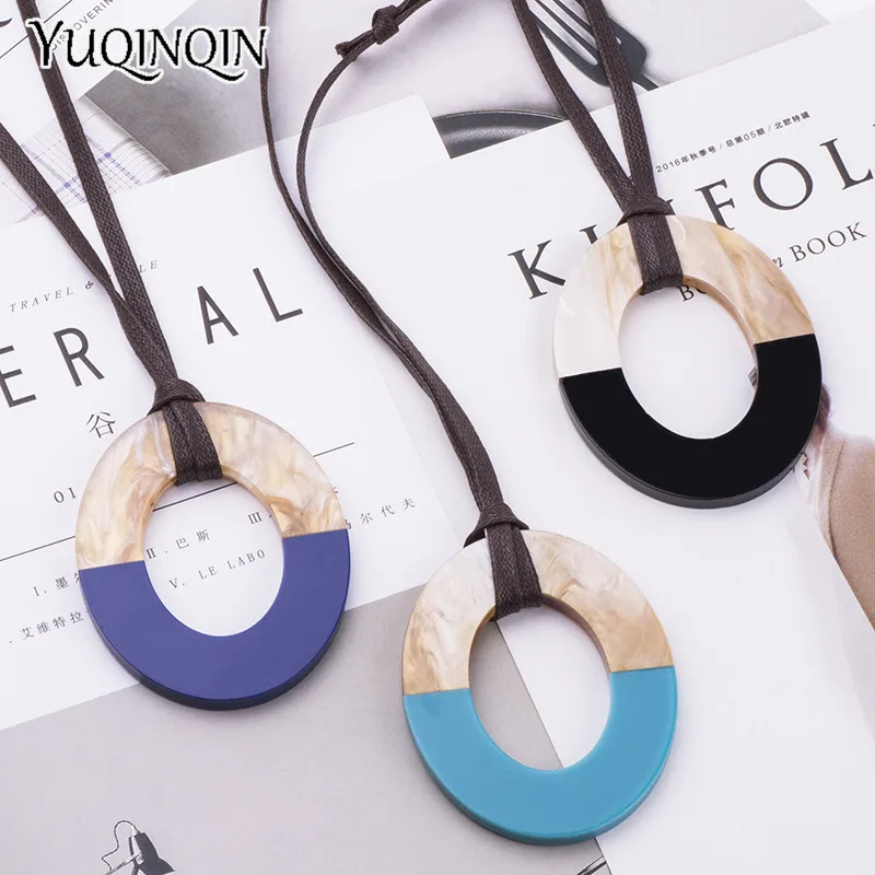 Vintage Fashion Acrylic Necklaces for Women New Statement With Big Resin Pendant Long Leather Chains White Necklace Gift Jewelry
Vintage Fashion Acrylic Necklaces for Women New Statement With Big Resin Pendant Long Leather Chains White Necklace Gift Jewelry