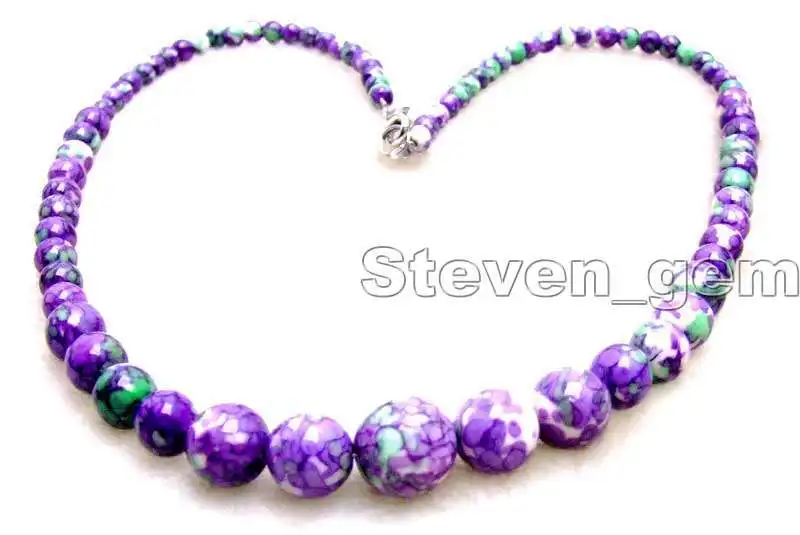 

Genuine 4-12mm Perfect Round Purple Multicolor Natural High quality Stone 18" gradual necklace-nec5860