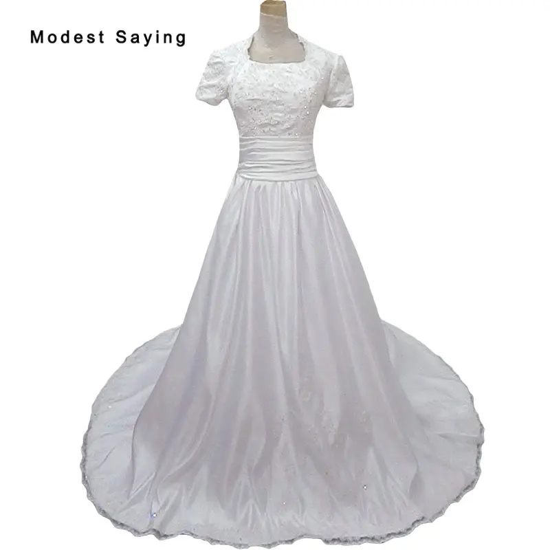 Princess A-Line Square Short Sleeves Beaded Lace Wedding Dresses 2019 Zipper Up Formal Satin Bridal Gowns Ivory vestido de noiva
Princess A-Line Square Short Sleeves Beaded Lace Wedding Dresses 2019 Zipper Up Formal Satin Bridal Gowns Ivory vestido de noiva