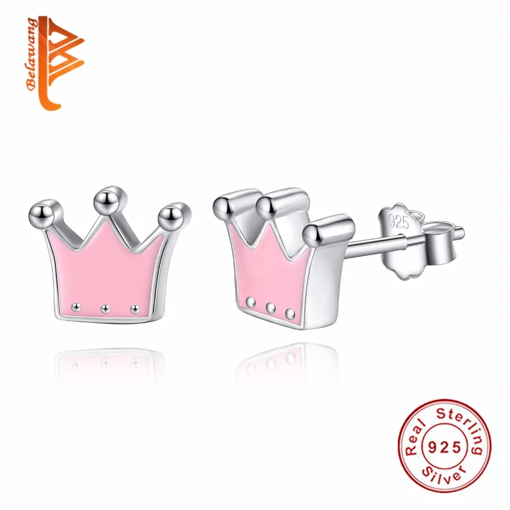 Authentic 100% Solid 925 Sterling Silver Pink Enamel Princess Crown Stud Earrings For Women Fashion Lady Sterling-silver-jewelry
Authentic 100% Solid 925 Sterling Silver Pink Enamel Princess Crown Stud Earrings For Women Fashion Lady Sterling-silver-jewelry
