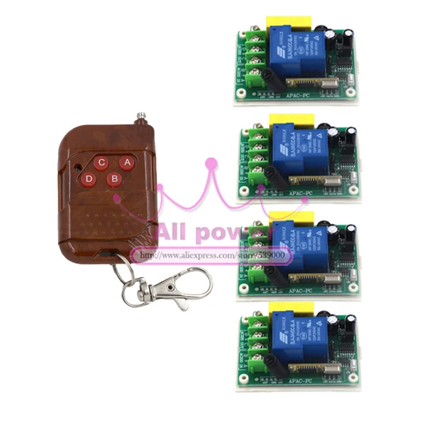 Free Shipping RF Wireless Remote Control Switch 220V 30A 3000W Transmitter&4Receiver System for Light/Lamp LED water pump ON OFF
Free Shipping RF Wireless Remote Control Switch 220V 30A 3000W Transmitter&4Receiver System for Light/Lamp LED water pump ON OFF
