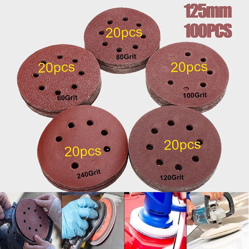 100pcs/set 5" 8 Hole 60/80/100/120/240 Grit Sanding Disc Random Orbit Hook & Loop Woodworking Sander Sand Paper Discs Grit Sand
100pcs/set 5" 8 Hole 60/80/100/120/240 Grit Sanding Disc Random Orbit Hook & Loop Woodworking Sander Sand Paper Discs Grit Sand